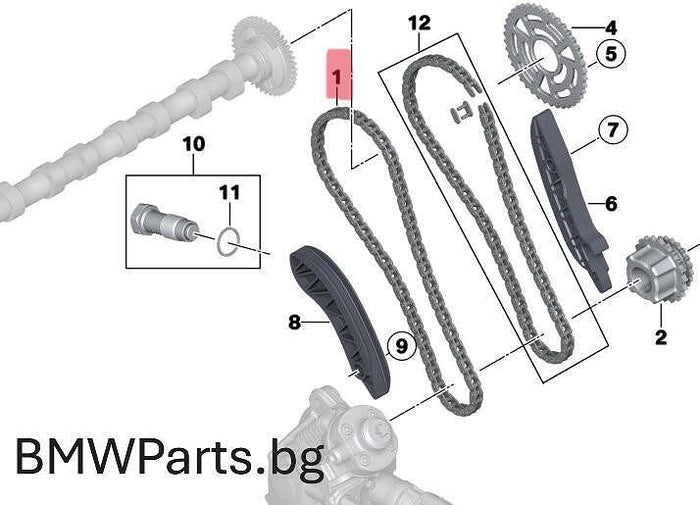 Горна ангренажна верига BMW N47/N57/B47/B57 – 11318570649