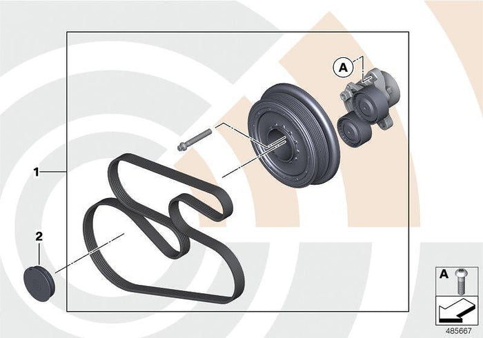 Комплект демпферна шайба, ролки и ремък BMW N57 – 11282457053