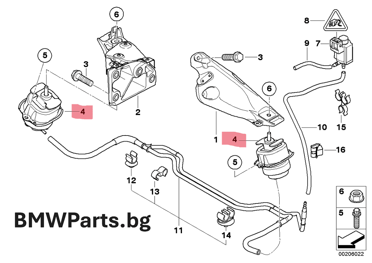 оригинален тампон двигател M57 N57  E70 E71 BMW 22116795418
