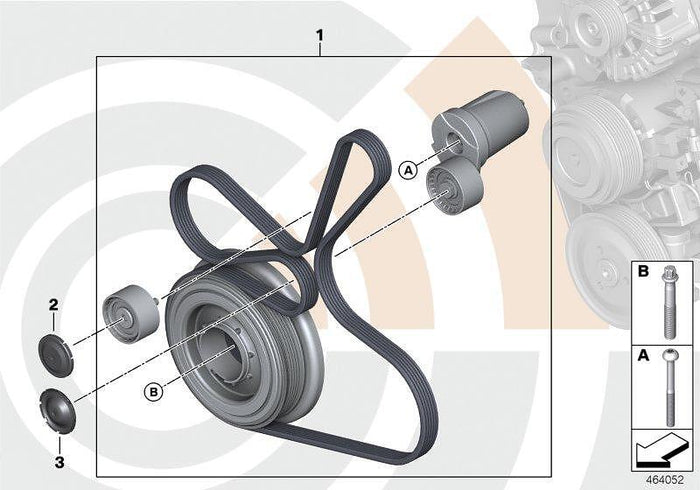 Оригинален комплект демпферна шайба, ремък и ролки BMW N57 – 11282413240