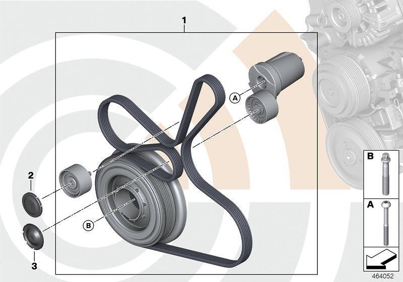 оригинална демпферна шайба к-т с ремък и ролки BMW N57 11282413240