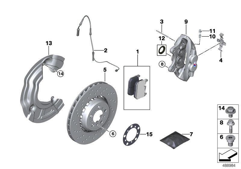 оригинален преден ляв спирачен диск BMW M2 M3 M4 34107889665 F80 F82 F87
