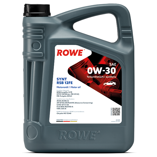 Моторно масло ROWE HIGHTEC SYNT RSB 12FE SAE 0W-30 5 л – 20305-0050-99