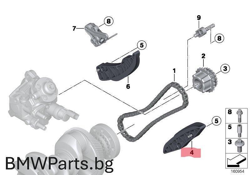 водач долна ангренажна верига N57 B57 BMW 13528515670