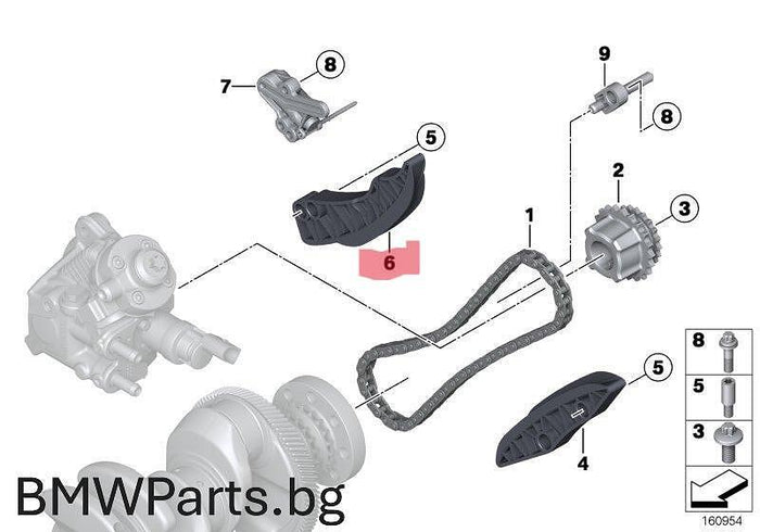 Водач за долна ангренажна верига BMW N57/B57 – 13528515671