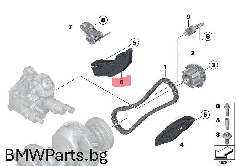 водач долна ангренажна верига N57 B57 BMW 13528515671